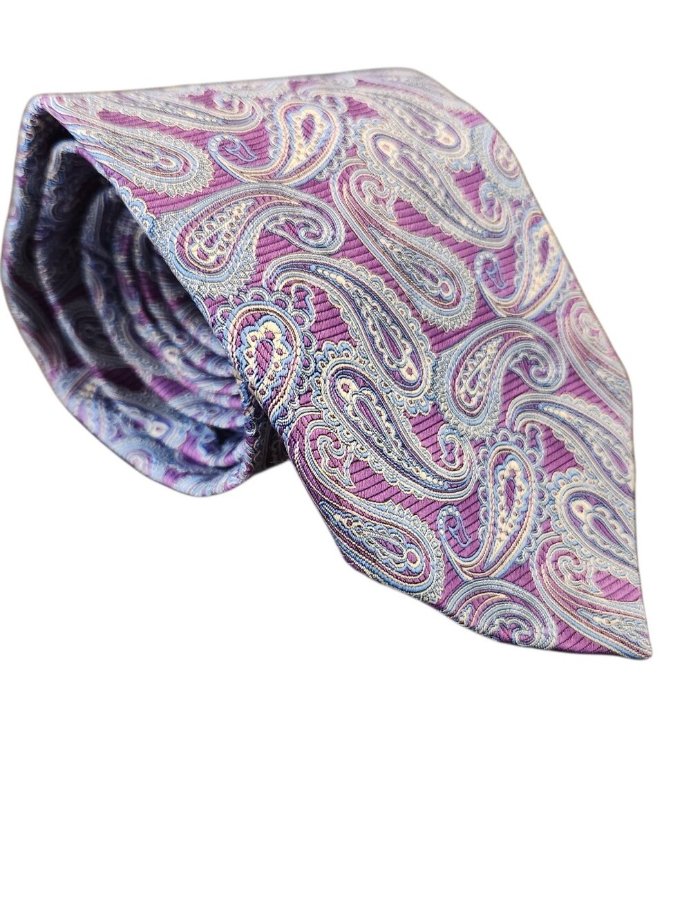 Brooks Brothers Makers Men’s 100% Silk Purple Paisley Necktie Preppy Classic